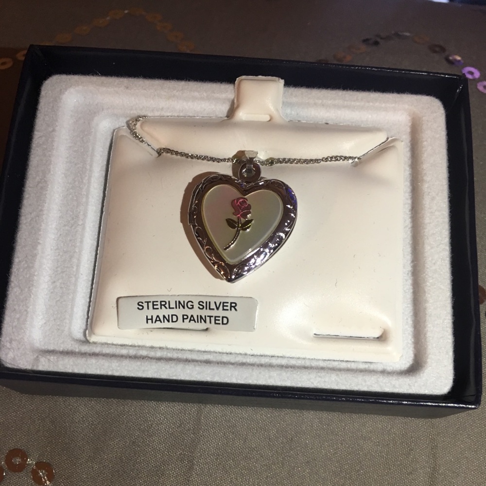 Sterling silver hand painted locket-NWT